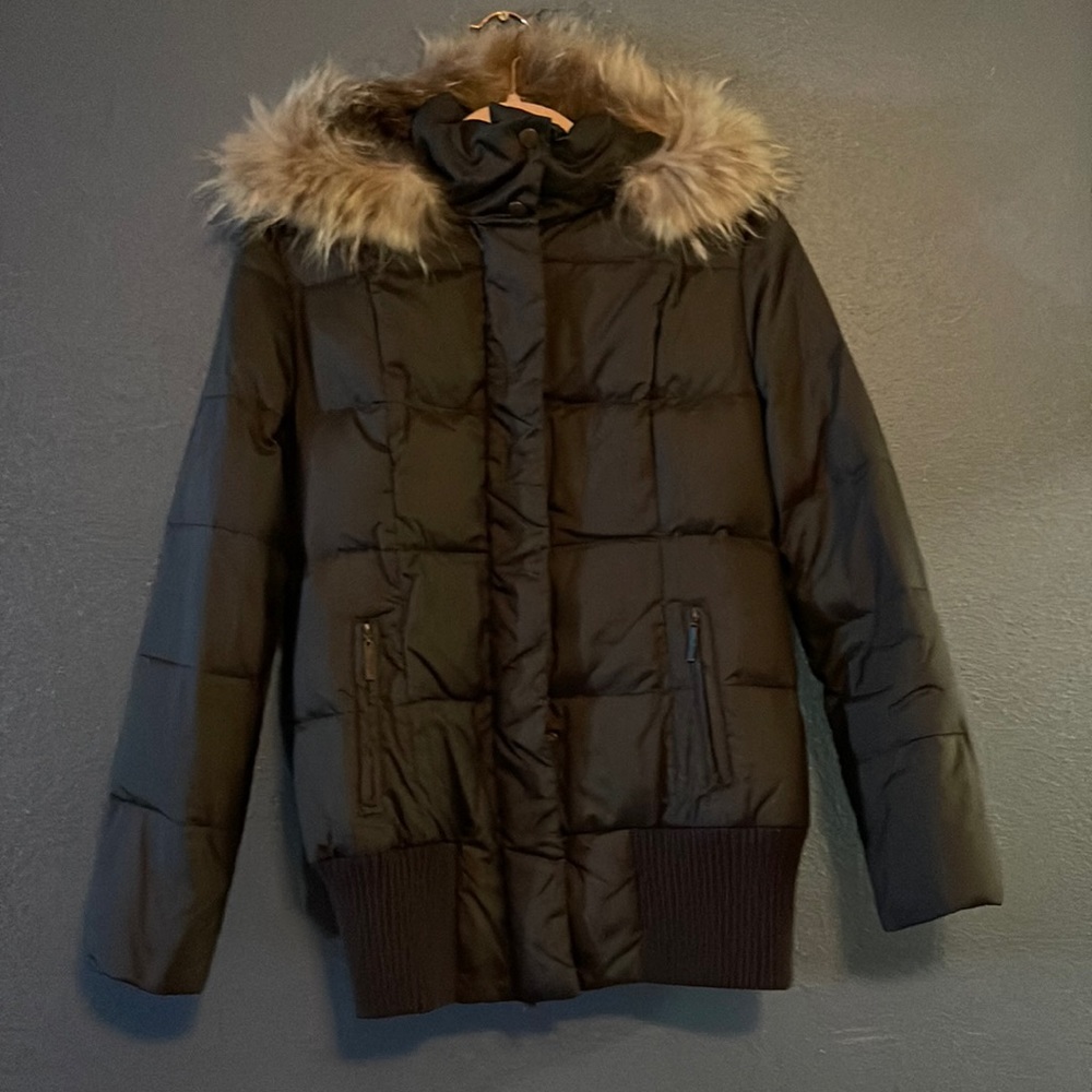 22 OCTOBRE puffer jacket with detachable hoodie black size small 38 NWOT